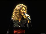 Canadian Pop Music Star Celine Dion Singing Into Microphone During "Hirshfeld Drawing" Function