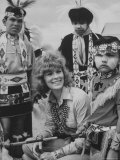 Native American Zuni Tribes People with Actress Jill St John  Wearing Jewelry Made by the Tribe