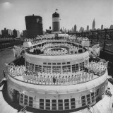 Formations of the Constitution  Crew Congregating Throughout the Upper Deck of the Ship in NY