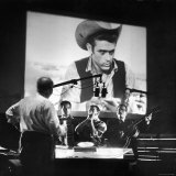Composer Dimitri Tiomkin Directing the Musical Score for the Last James Dean Movie Produced 'Giant'