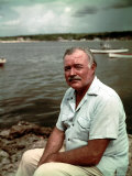 Author Ernest Hemingway at Cuban Fishing Village Like the One in Book "The Old Man and the Sea"