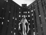 Statue of Mary in front of Catholic Hospital in Chicago  Symbolizing Mother of Mercy