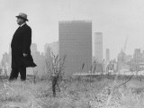 Realtor William J Zeckendorf  Standing in the Wind Fields Located on the Outskirts of the City