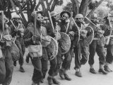 Masked Police Marching on Pro Nationalist and Anti Rhodesian Rioters Carrying Shields