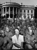 First Lady Eleanor Roosevelt with a Large Group of US Soldiers