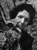Biologist/Author Rachel Carson Holding Her German Kine Exakta Camera in the Woods Near Her Home