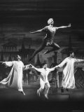 Actress Mary Martin Gives kids a Flying Lesson in the Broadway Production of Musical "Peter Pan"