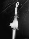 Human Cannonball Egle Zacchini Emerging From Barrel of Cannon During Her Circus Act