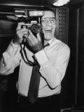 Entertainer Jerry Lewis Taking Picture with a Camera in Trailer on the Set of "The King of Comedy"