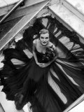 Model Wearing Rose Decked Gorgeous Gown by Traina Norell