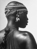 Shilluk Tribe Girl Wearing Decorative Beaded Head Gear in Sudd Region of the Upper Nile  Sudan