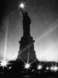 Crystalline Lights Surrounding Statue of Liberty during WWII Blackout