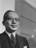 UN Secretary Gen U Thant in Front of United Nations Building