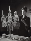 Russian Born Dress Designer Valentina Lighting Candles before Hosting Dinner Party in Her Home