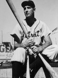 Detroit Baseball Player Hank Greenberg Seated  Holding Bats