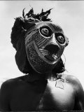 Bopende Tribesman of Western Congo Wearing Mask During Initiation of Boys Into Tribal Society