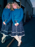 Actress Lydia Cornell Pressed Against a Full Length Mirrored Window