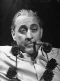 John Barrymore Wearing Pine Cone Necklace While Smoking Cigar in Scene from "My Dear Children"