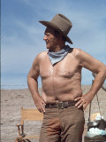 Actor John Wayne During Filming of Western Movie "The Undefeated"
