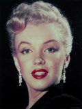Actress Marilyn Monroe Wearing Dangling Rhinestone Earrings  with Her Hair Up