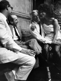Sophia Loren Sitting on Director Vittorio de Sica's Lap During Filming "Marriage  Italian Style"