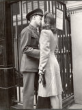 Soldier Kissing His Girlfriend Goodbye in Pennsylvania Station Before Returning to Duty