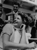 Close Up of Rita Hayworth Looking over Her Shoulder and Smiling