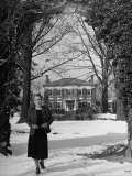 Lady Nancy Astor Walking Down the Sidewalk from the Main Entrance to Mirador