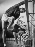 Olympic High Jumper Walter Davis Doing Ballet Exercises in Class of Women Dancers