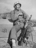 Actor John Wayne as Marine Sgt Platoon Leader in Scene From the Movie "Sands of Iwo Jima"