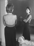 Russian Born Dress Designer Valentina Posing Beside Her Reflection in a Mirror