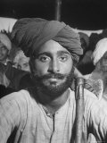 Sikh Listening to Speaker at Rally for a Protest March Regarding Irrigation in the District