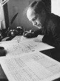 Orchestra Conductor Pierre Boulez Studying and Writing Music in His Home