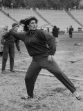 Soviet Athlete Vira Rolleid Practicing for the Russian Olympics