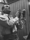 Singer Harry Belafonte Performing at a Recording Session