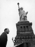 Singer Harry Belafonte  Speaking at Civil Rights Rally at Statue of Liberty