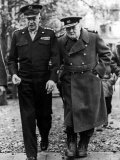 Winston Churchill Walking with General Dwight Eisenhower During Visit to France