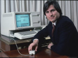 Apple Computer Chairman Steve Jobs with New Lisa Computer During Press Preview