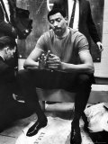 Philadelphia 76Er Wilt Chamberlain in Locker Room During Nba Playoffs Against Boston Celtics