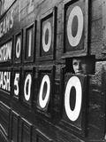 Boy Running Scoreboard at Griffith Stadium During the Baseball Game