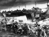 US Soldiers Unload Supplies from Coast Guard Manned Landing Craft Along Futatsune Beach
