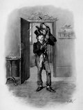 Bob Cratchit Holding Son Tiny Tim Joyously Aloft  from Dicken's Tale  "A Christmas Carol"