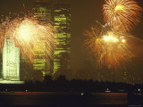 Fireworks for 4th of July Celebrations with Statue of Liberty and World Trade Center Towers