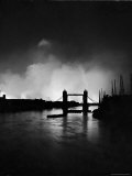 Tower Bridge Against Fires Burning on London's Docks  Ignited During German Air Raid Attack on City
