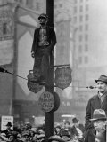 Automotive Union Member Watches from Private Perch During Mass Strike Demonstration