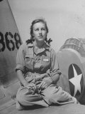 Shirley Slade Pilot Trainee in Women's Flying Training Detachment  Sporting Pigtails  GI Coveralls