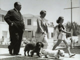 Director Alfred Hitchcock  Wife Alma and Daughter Patricia Take a Morning Stroll with Their Dogs