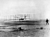Wright Brothers Wilbur and Orville with 1903 Airplane "Kitty Hawk" on First Flight