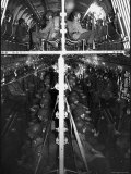 Two Hundred Paratroopers Sitting in Double Decker During Training Maneuvers