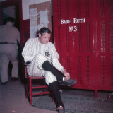 Baseball Player Babe Ruth in Uniform at Yankee Stadium